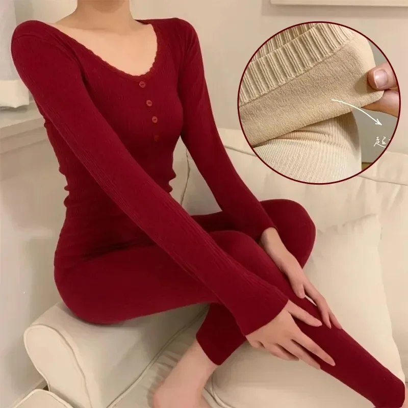 

Комплекты бархатного пикантного нижнего белья с подогревом, внутреннее термобелье, штаны, внутреннее кружевное тело, теплый женский зимний костюм с рубашкой