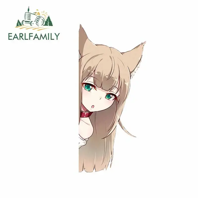 

EARLFAMILY 13 см x 6,1 см для аниме Fox Girl Peeking виниловые наклейки для автомобиля кондиционер аниме водостойкая окклюзия царапины наклейка