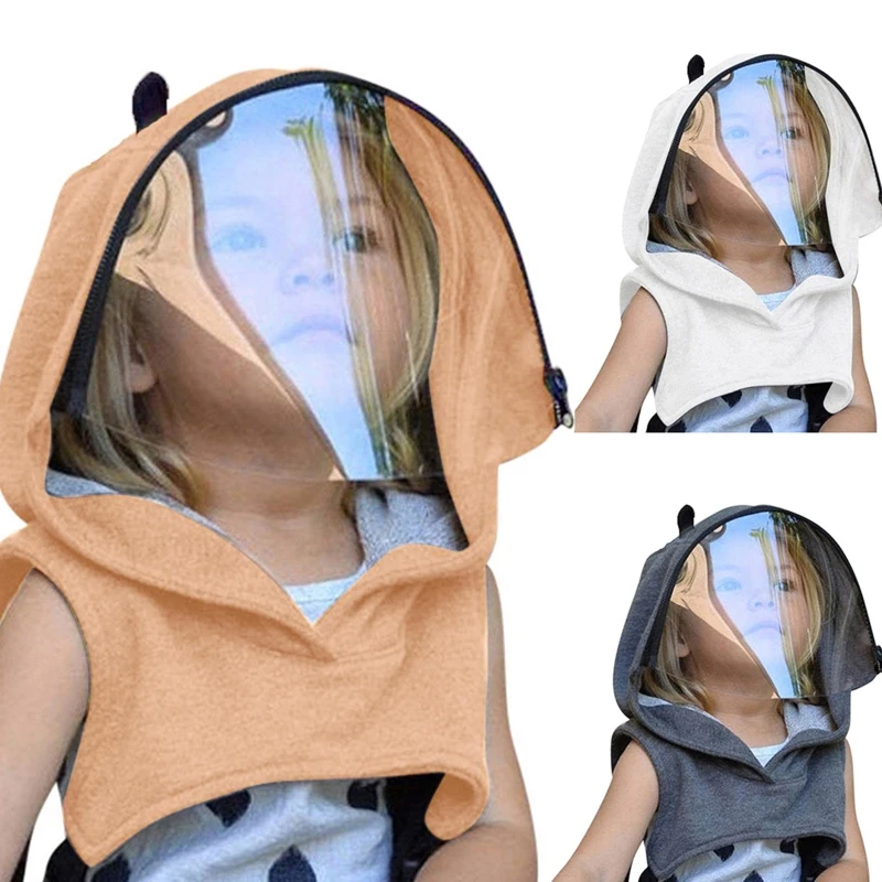 

Kids Hooded Hat with Removable Clear Face Shield Bandana Windproof Earflap
