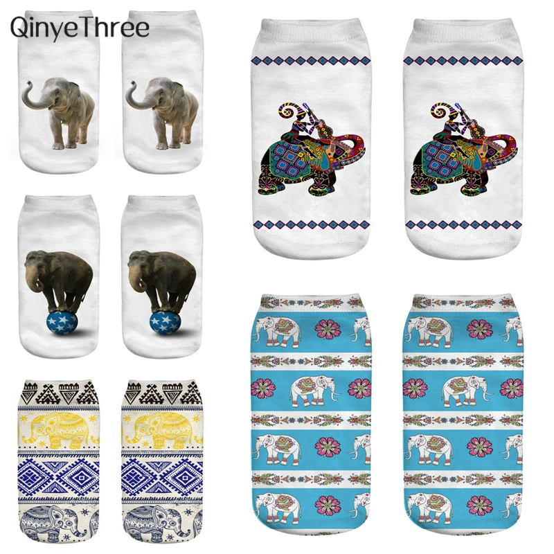 

New 3D Printi Women Clothing Woman Socks Unisex Cute Low Cut Ankle Sock Casual Funny Elephant Sokken Hip-Hop Fashion Drop ship