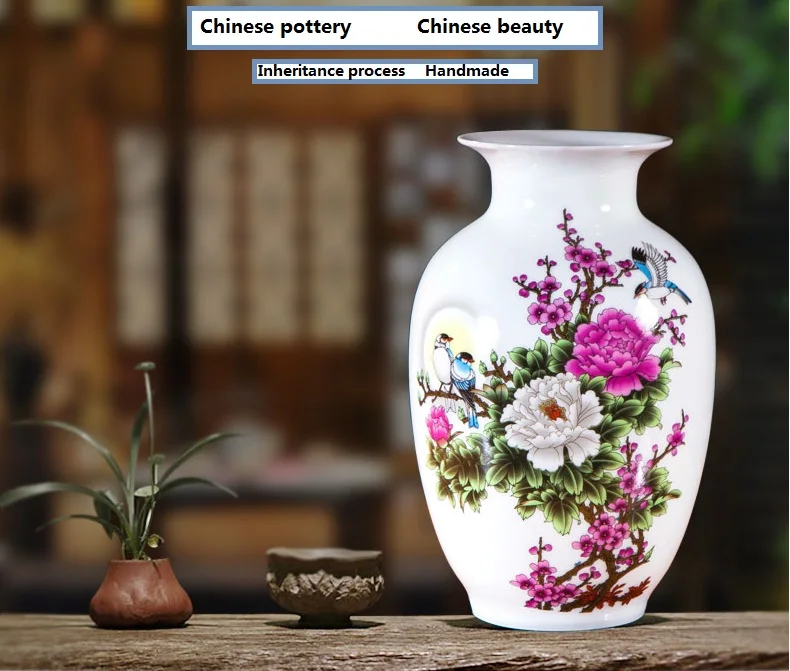 Chiński ceramiczny wazon krajobrazowy Figurki Rękodzieło Regał Wyposażenie Dekoracja Dom Hotel Biuro Akcesoria na biurko Ozdoby
