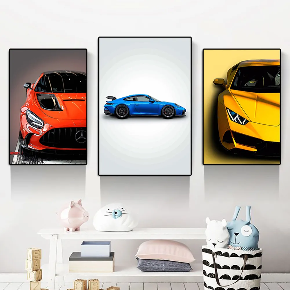 Роскошный суперкар Lamborghini, искусство, искусство, Автомобиль Porsche 911, задний фонарь для спортивного автомобиля, постер, настенное искусство, декор для комнаты и дома