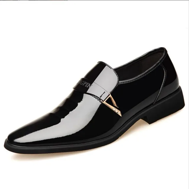 Men Dress Leather Shoes Slip on Patent Leather Mens Casual Oxford Shoe Moccasin Glitter Male Footwear Pointed Toe Shoes for Men 1