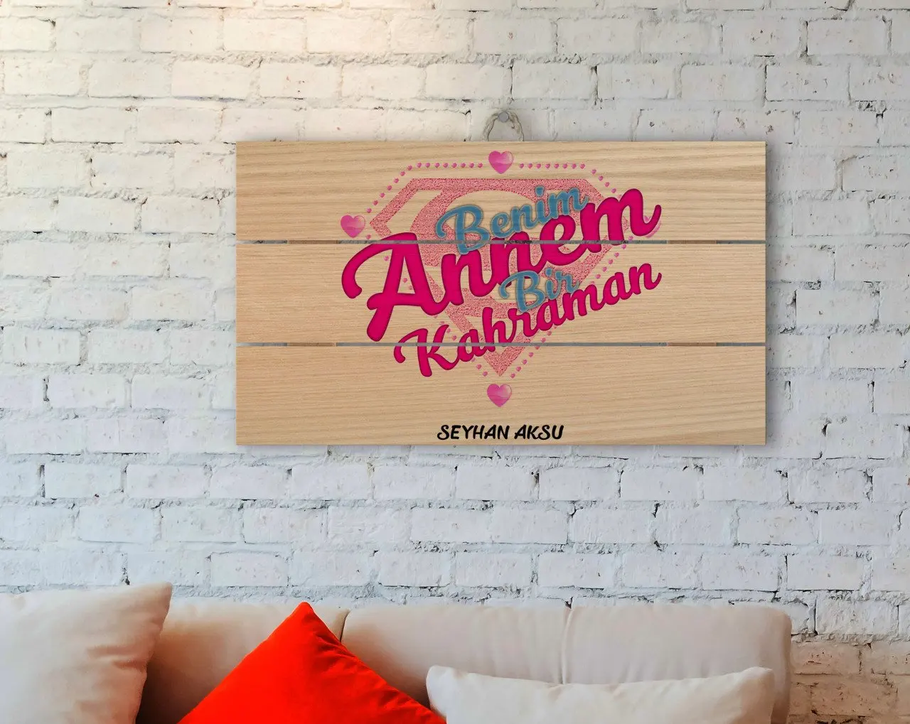 

Personalized My Mom A Hero Design Authentic Wooden Pallet Tablo-1