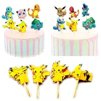 cute cartoon pikachu cupcake insert sign pokemon pokemon toothpick small flag birthday cake decoration promotion