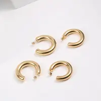 Hollow Thick Earrings C-shaped Titanium Steel Plated 18k Gold Anti Allergy Earrings Japan And South Korea