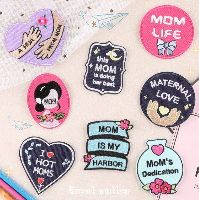 

10 шт. нашивки с вышивкой на день матери, вышитая одежда, материал для ремонта телефона, Подарочная коробка, Декор, аксессуары «сделай сам»