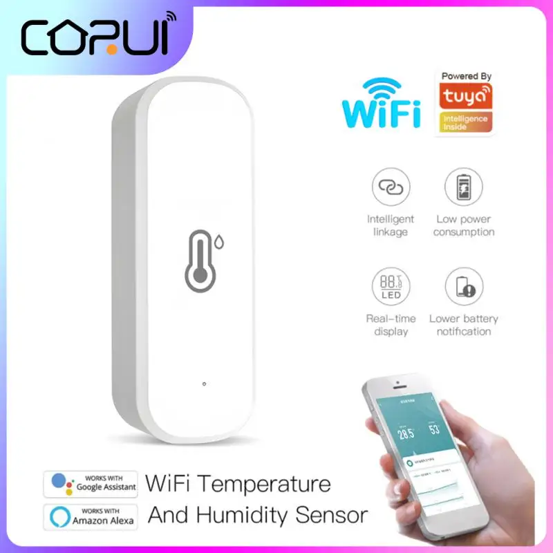 

CoRui Tuya ZigBee/WiFi Temperature Humidity Sensor Home Connected Thermometer Compatible With Smart Life Alexa Google Assistant