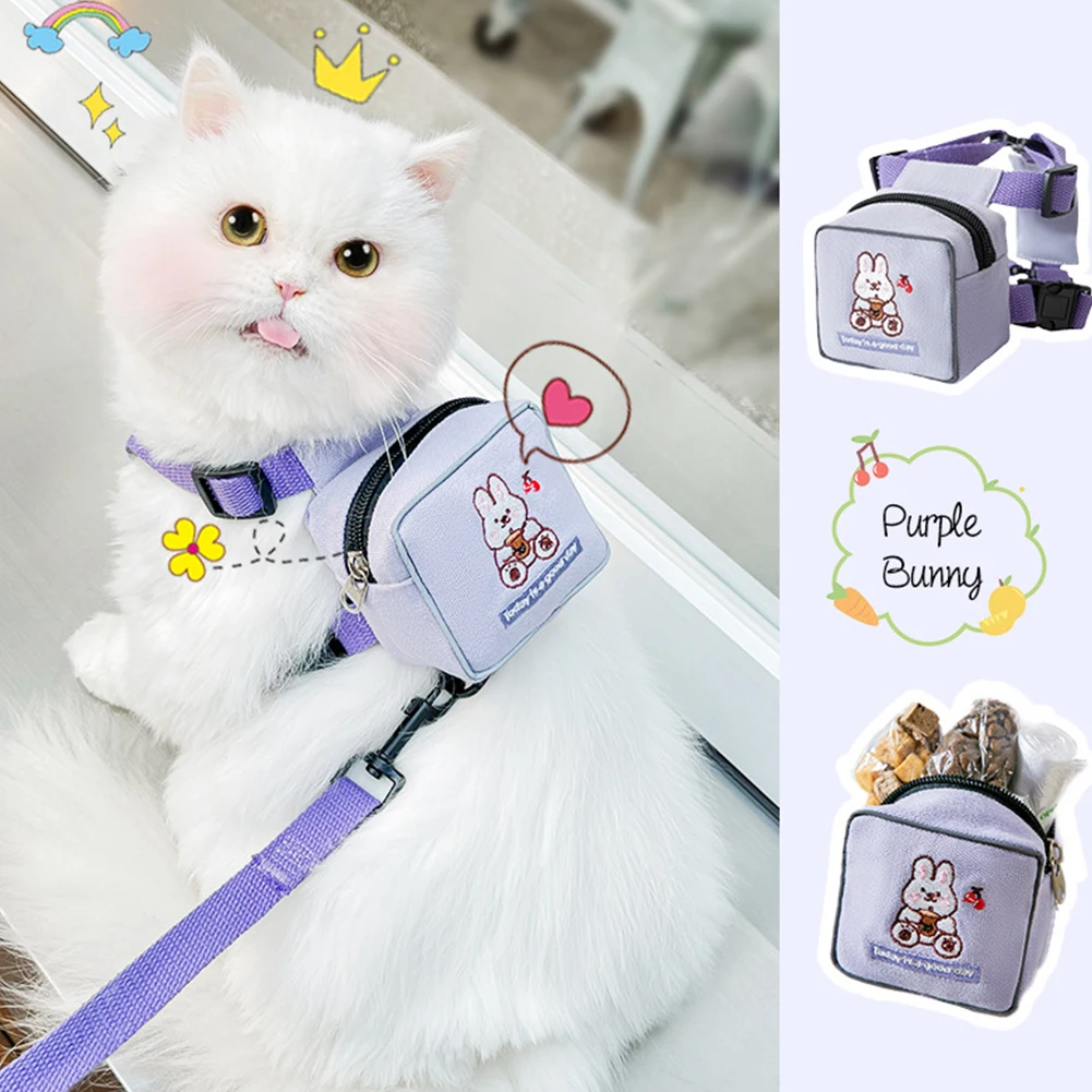 

1.5M Dog Leashes Cat Backpack Traction Rope Vest Small Dog Chest Strap Snack Bag Dog Walking Chain Decoration Bags Pet Supplies