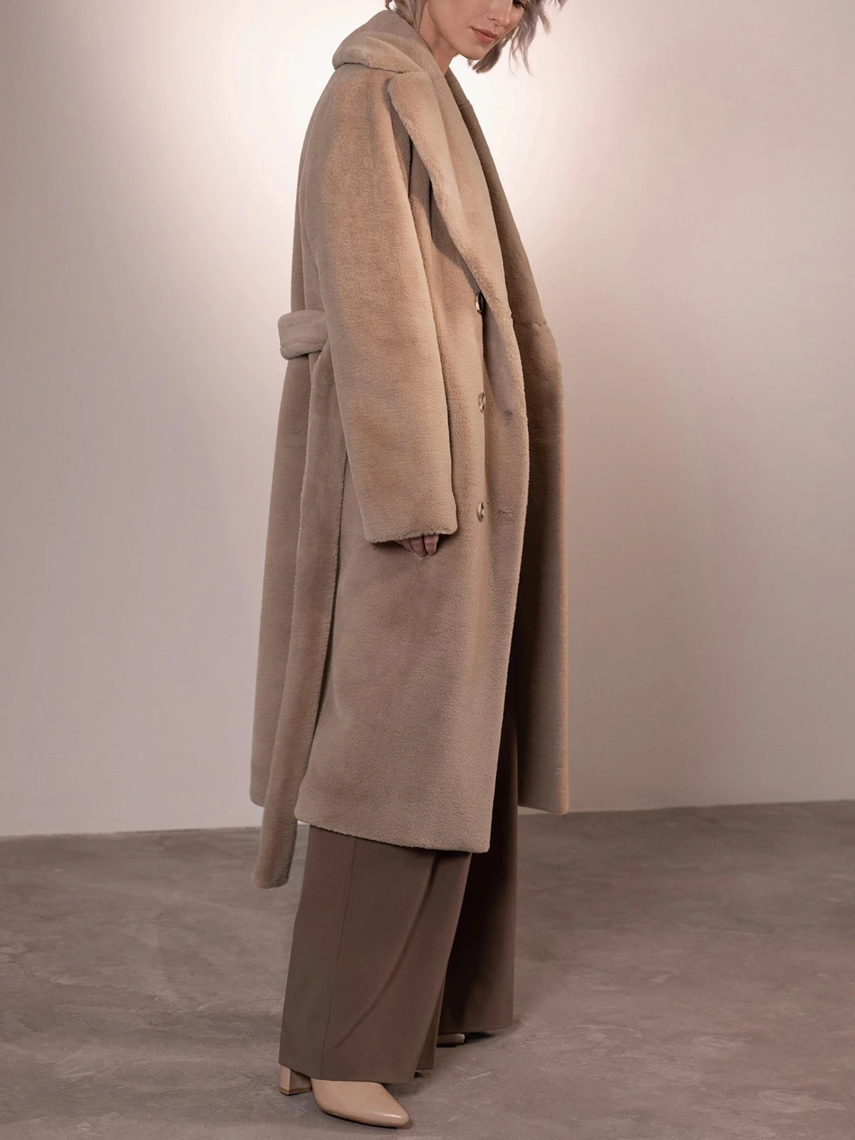 Winter Faux Fur Coat Women 2022 Turn Down Collar Thick Warm Long Jackets Female Casual Loose Coat Oversize Outwear With Belt