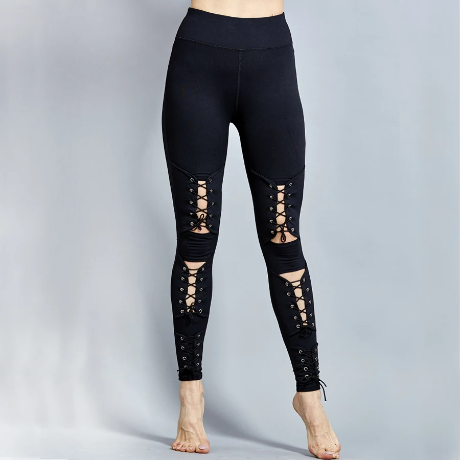 

LPS005 Women's 2023 New Leggings Sexy Slimming Corn-eyed Braces Yoga Push-up Pants Side Lace Black