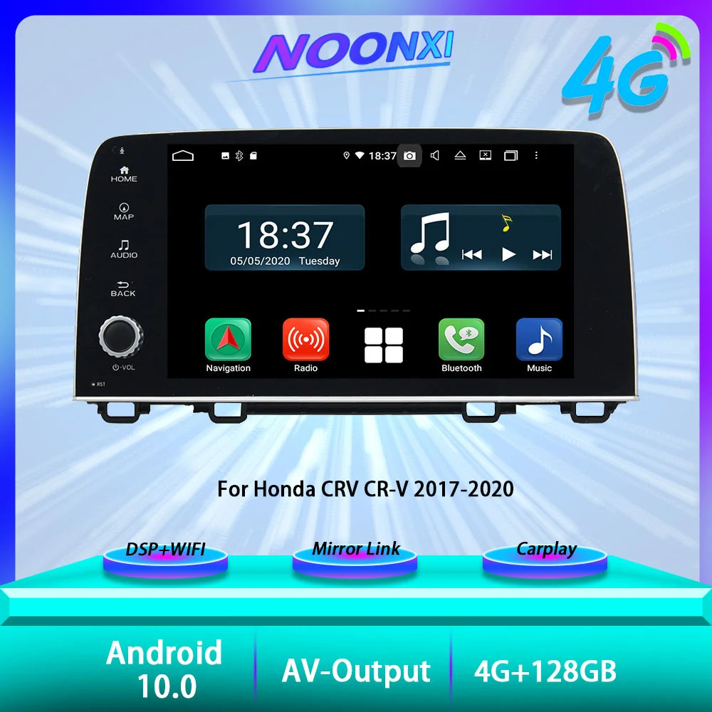 

128G для Honda CRV CR-V 2017-2020 Android 10 мультимедийный автомобильный радиоприемник, GPS-навигация, плеер, экран, головное устройство