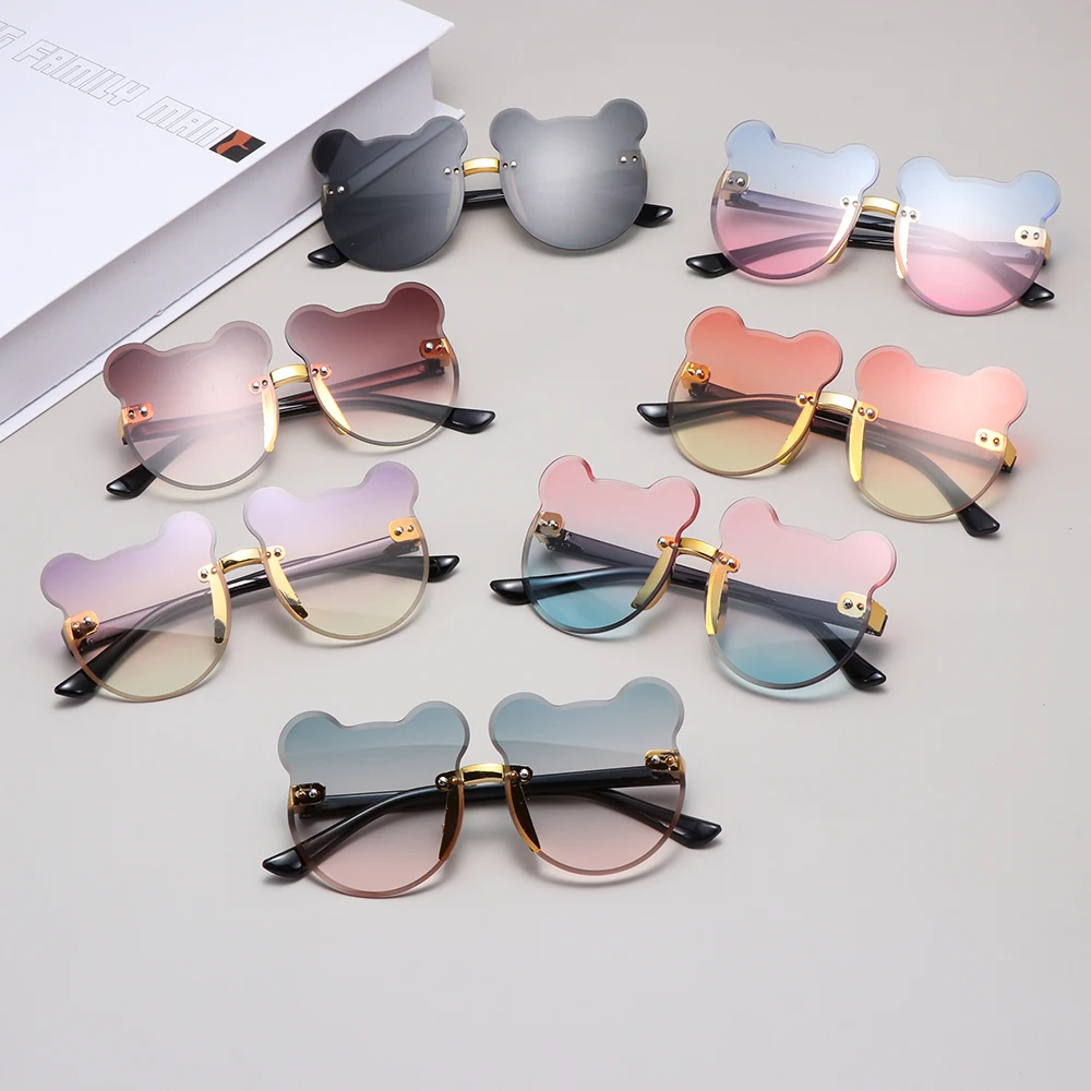 

Cute Party Outdoors Beach Cartoon Bear Kids Sunglasses Eyewear Children Rimless Sun Glasses
