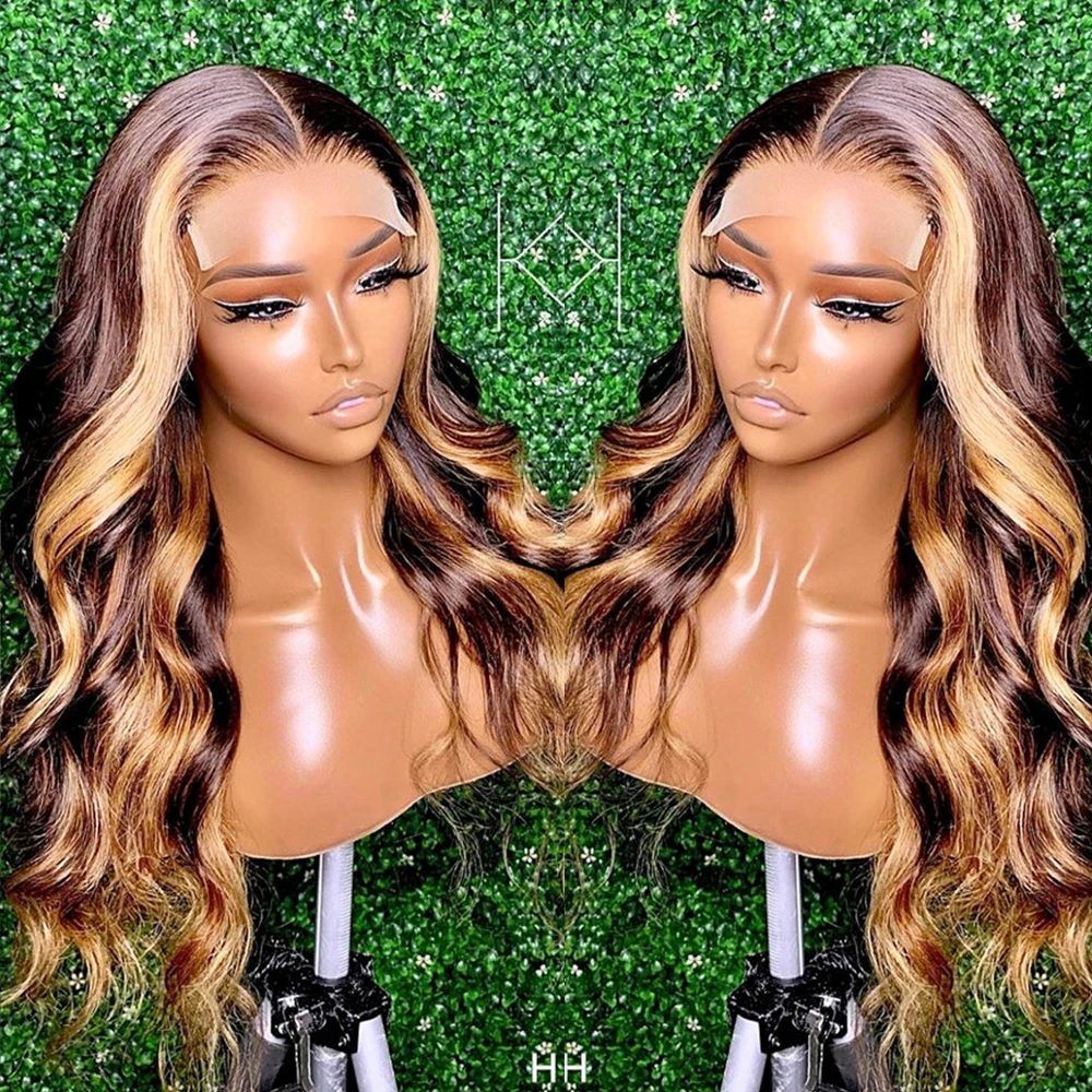 

Highlight Wig Human Hair Brazilian Body Wave Lace Front Wig Ombre Colored Wigs HD Transparent Preplucked Hairline Wigs For Women