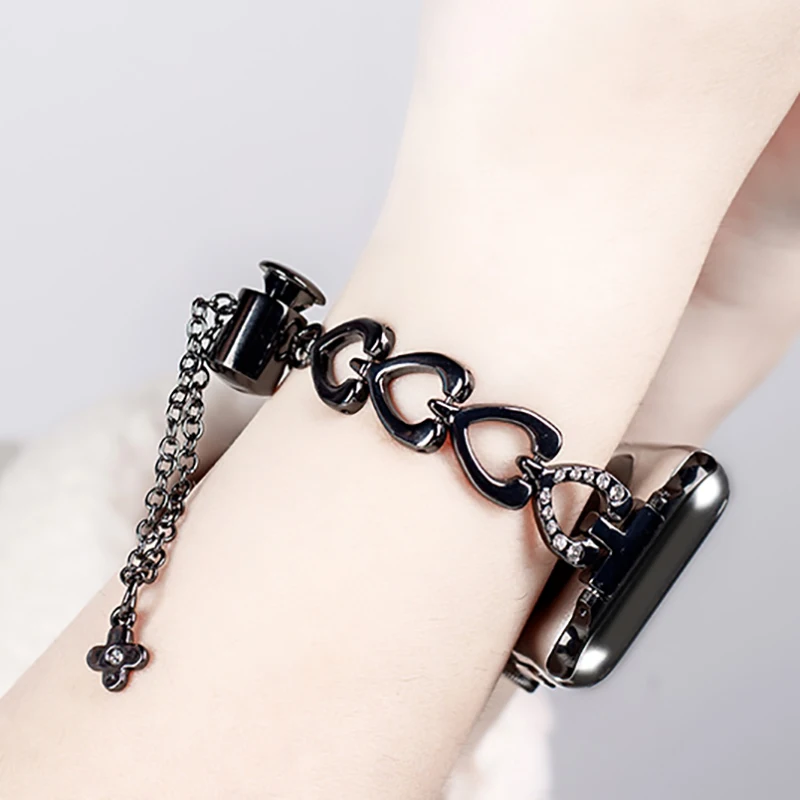 

Браслет металлический со стразами для Apple Watch Series 7 6 5 4 3, сменный Браслет для наручных часов Iwatch 45 мм 41 мм 38 42 мм 40 мм