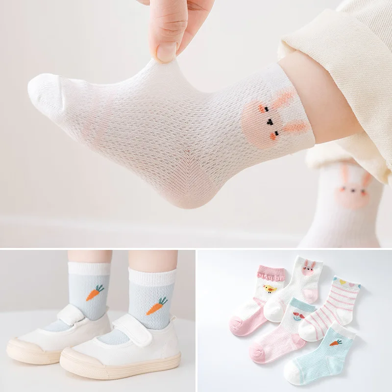 

5Pairs/lot 0-12Y Baby Socks Summer Cotton Jacquard Kids Socks Solid Colorful Girls Mesh Cute Newborn Boy Toddler Socks Baby