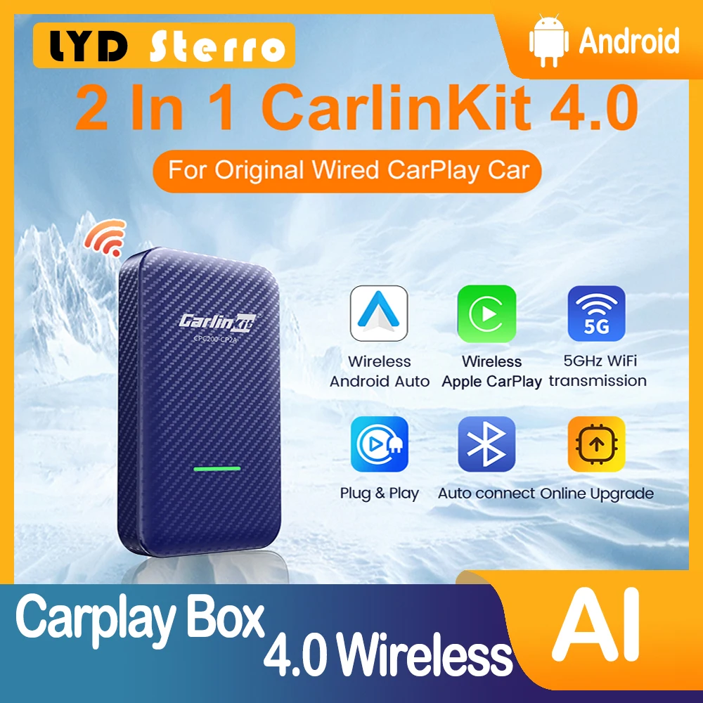 

LYDSterro 4.0 3.0 Apple CarPlay Wireless Dongle Activator For Audi Proshe Benz VW Volvo Toyota IOS 16 Plug And Play MP4 MP5 Play