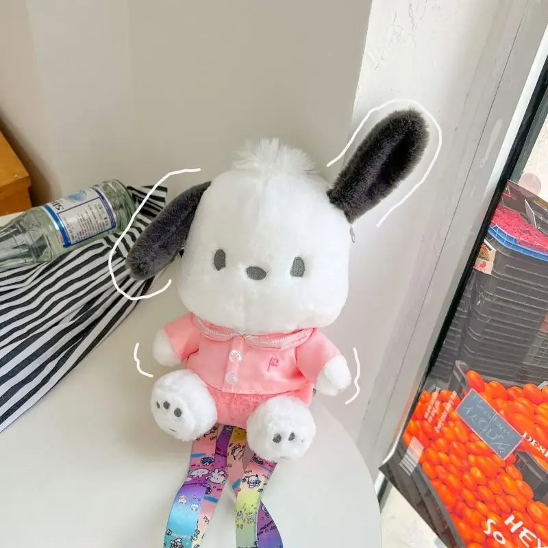 

Kawaii Pochacco Plush Bag Cute Sanrio Kids` Doll Bag New Personality Cartoon Furry Children's Shoulder Bag Gift