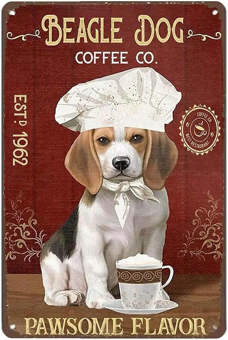 

Beagle Dog Coffee Co, металлический жестяной Декор для дома, гостиной, кухни, ванной комнаты 8x12 дюймов