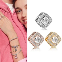 2020 new 925 sterling silver bead new shiny geometric beads fit pandora women bracelet necklace diy jewelry