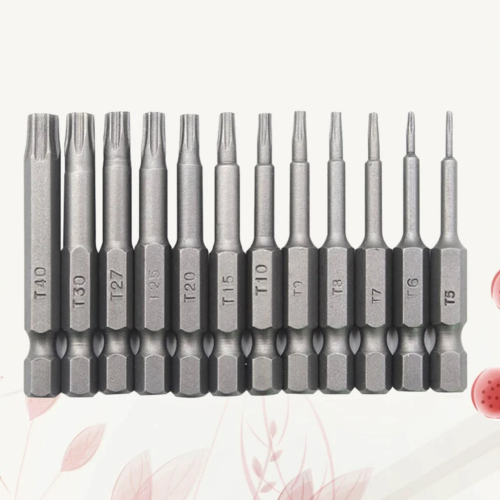 

12pcs Hollow Plum Screwdriver Bit Silver Hex Handle Screwdriver Bit for Electric drill Screw Driver Home
