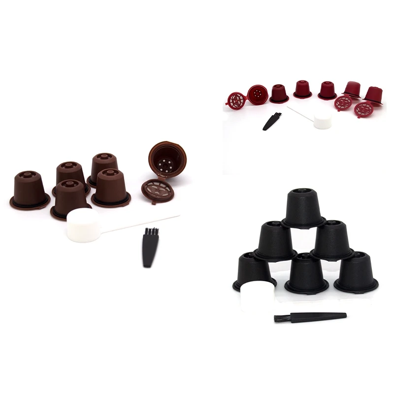 

6PCS For Nespresso Refillable Reusable Coffee Capsule Coffee Filter Cup Machine Capsule Plastic Filter