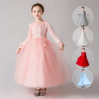 beautiful kids party elegant princess dress long tulle baby girls children clothes lace wedding ceremony dresses casual wear new