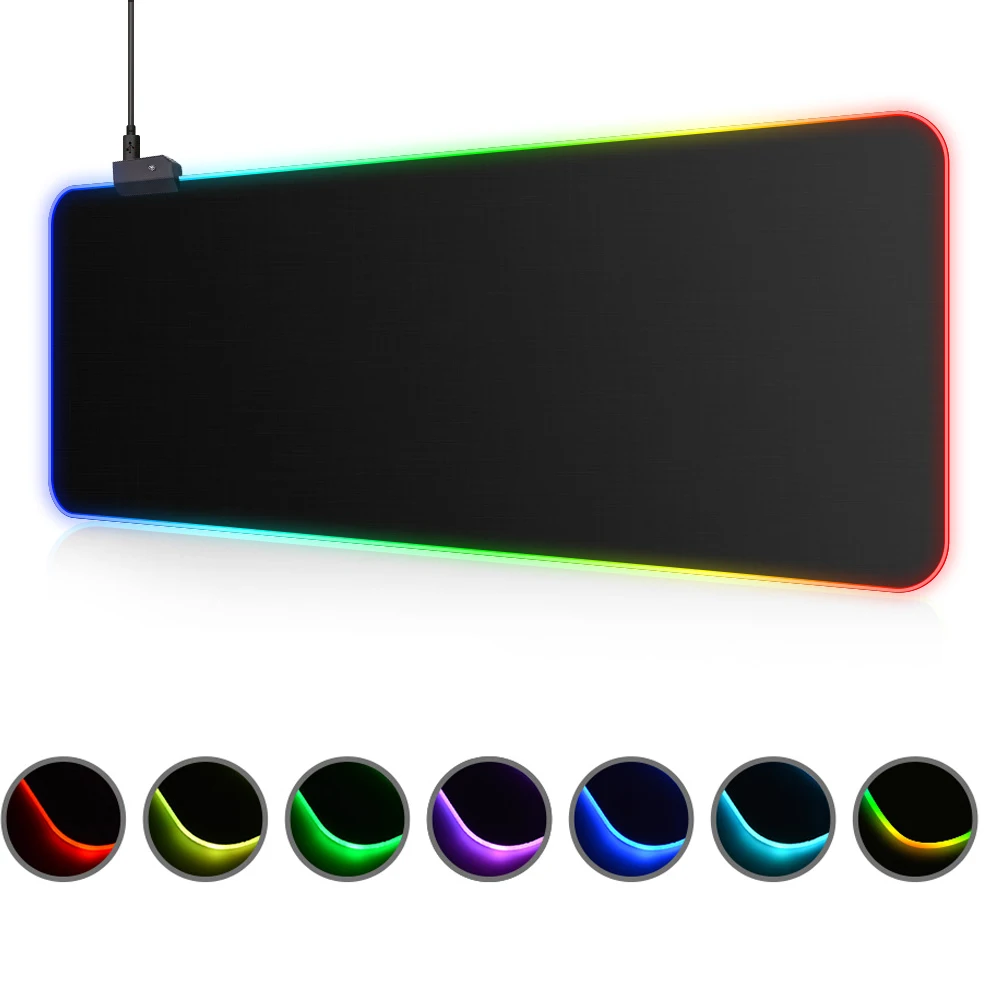 

RGB игровой коврик для мыши, большой размер, красочный светящийся для настольного ПК, 7 цветов, светодиодный светильник, Настольный коврик, иг...