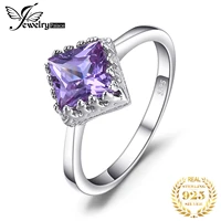 jewelrypalace square purple created alexandrite sapphires 925 sterling silver rings for women solitaire gemstone wedding jewelry