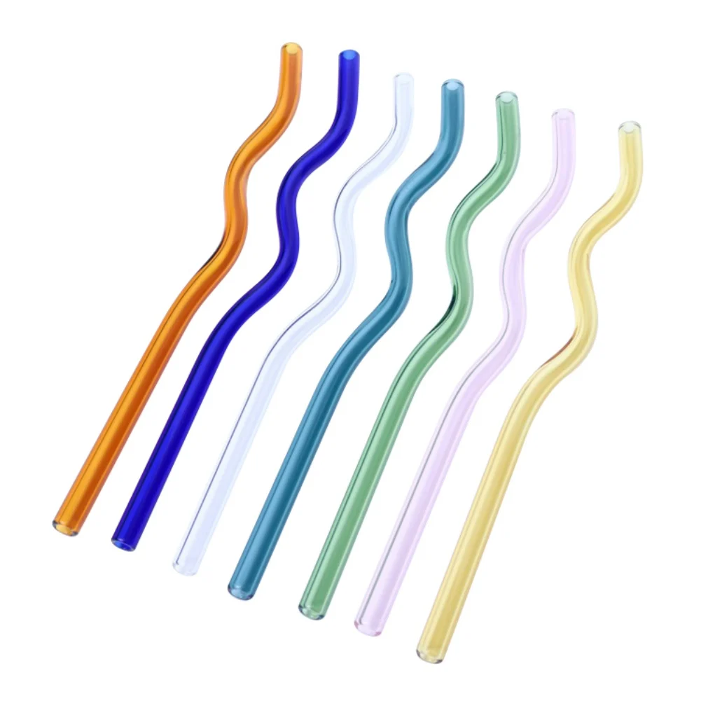 

1Pc Wavy Glass Straw,Reusable Heat Resistant High Borosilicate Straws Eco Friendly Drinkware Party Accessory