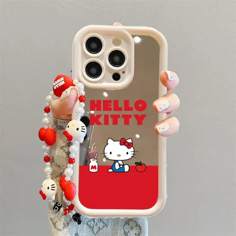 Чехол с цепочкой Hello Kitty для iPhone 14 Plus 13 12 11 Pro Max Mini 5 5S 6 7 8 6s SE 2 3 X XS XSMAX XR милый чехол