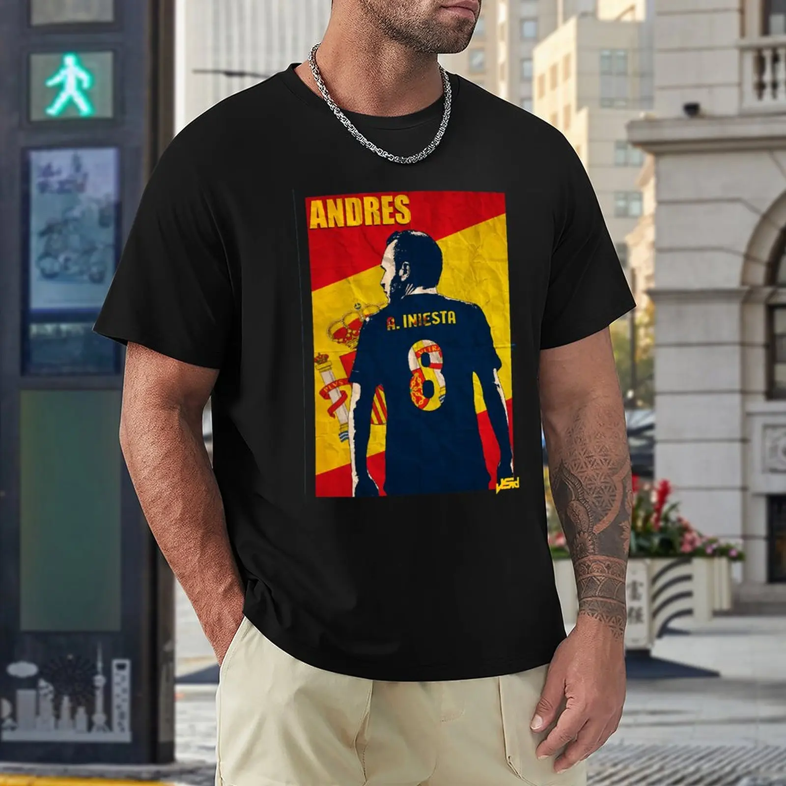 

Football Gift Novelty Andress And Iniestas Spain 7 Championship Tshirt High Quality Sport Fitness Eur Size