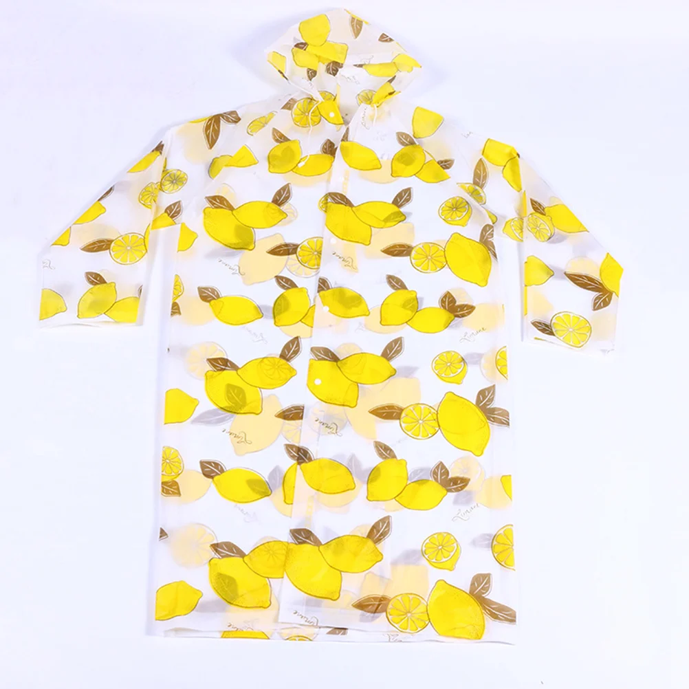 

Lightweight Adult Waterproof Lemon Printing Raincoat with Hood for Outdoor Activities