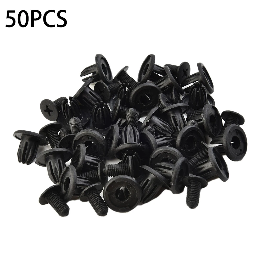 

Interior Rivet Assortment Clip Fastener Accessories Bumper Plastic Black 50x Set Moulding Hole Universal Nylon