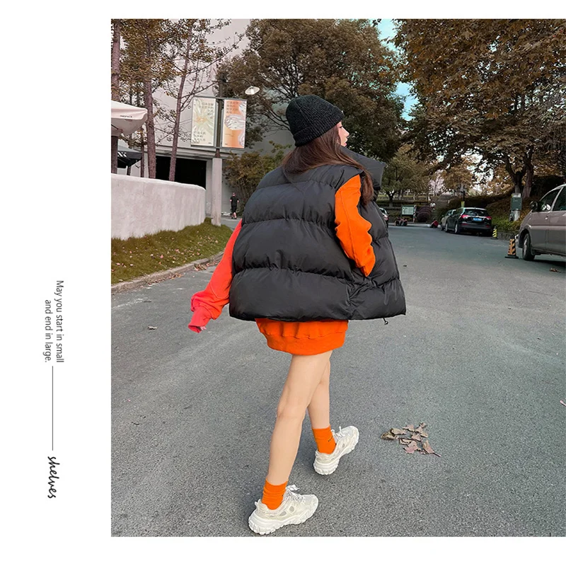 Down Jacket Women's Vest Winter Demi-season Parka New In Outerwear Spring Shirts and Blouses Sleeveless Zipper Casual Fashion