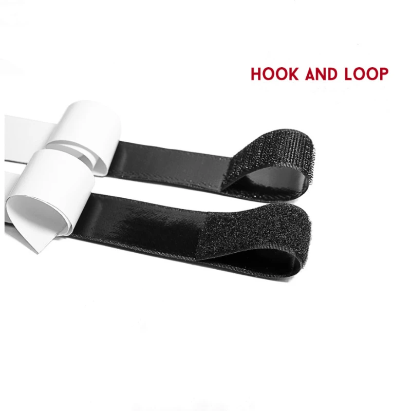 

2M Black White Adhesive Double Hook And Loop Fastener Tape Nylon Multi-sizes Magic Sticker Tape With Strong Glue