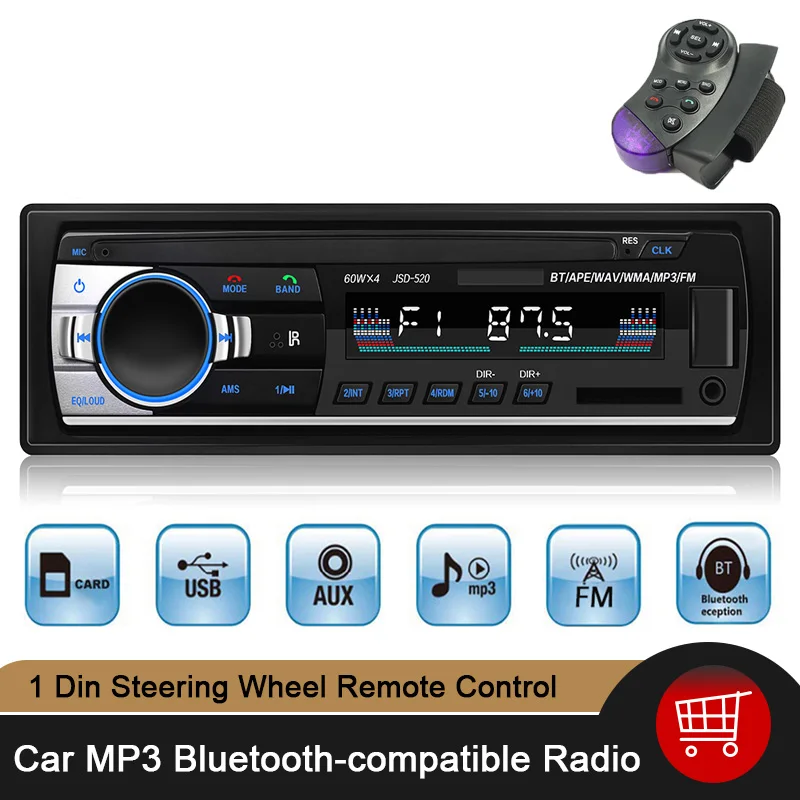 

Автомагнитола VODOOL, 1DIN, Bluetooth, mp3-плеер 4,0, FM-приемник, громкая связь, AUX/TF-карта