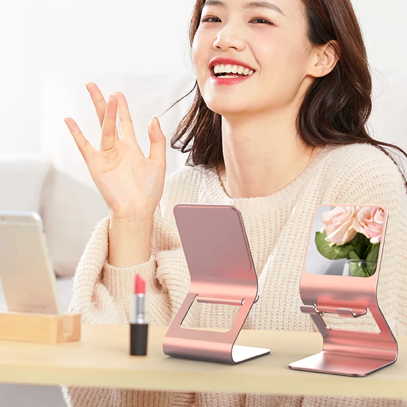 

Phone Stand As Shown In The Picture Stable Bracket With Makeup Mirror Desktop Decoration Does Not Affect The Charging For