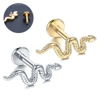 1pc stainless steel punk snake cartilage earring internal thread helix tragus ear studs piercing lobe lip earrings body jewelry