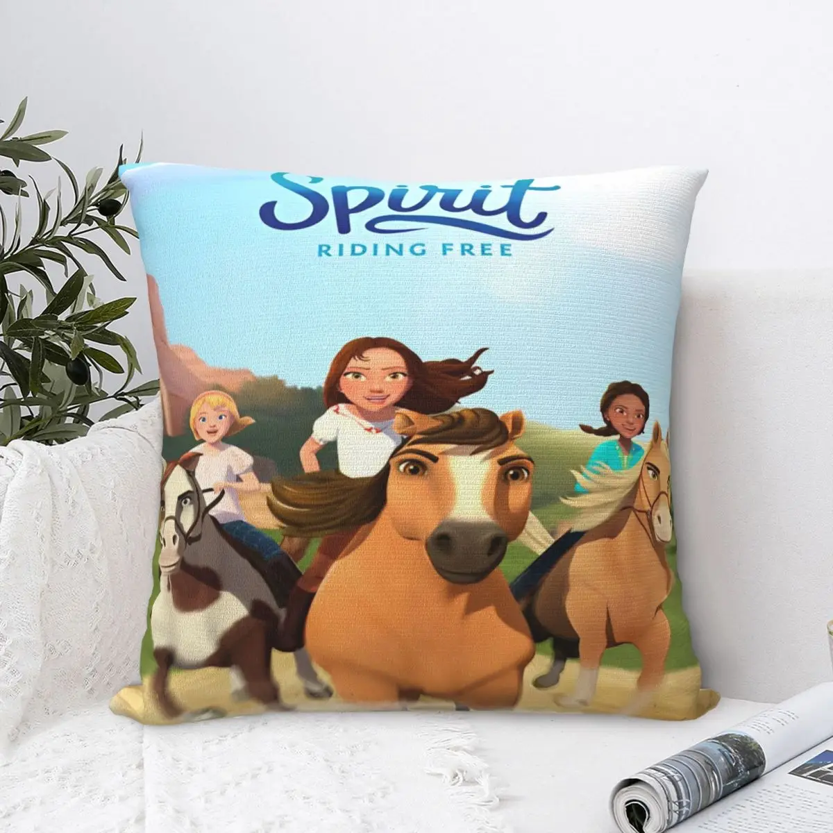 Наволочка Spirit Riding Free с рисунком лошади полиэстеровая наволочка принтом