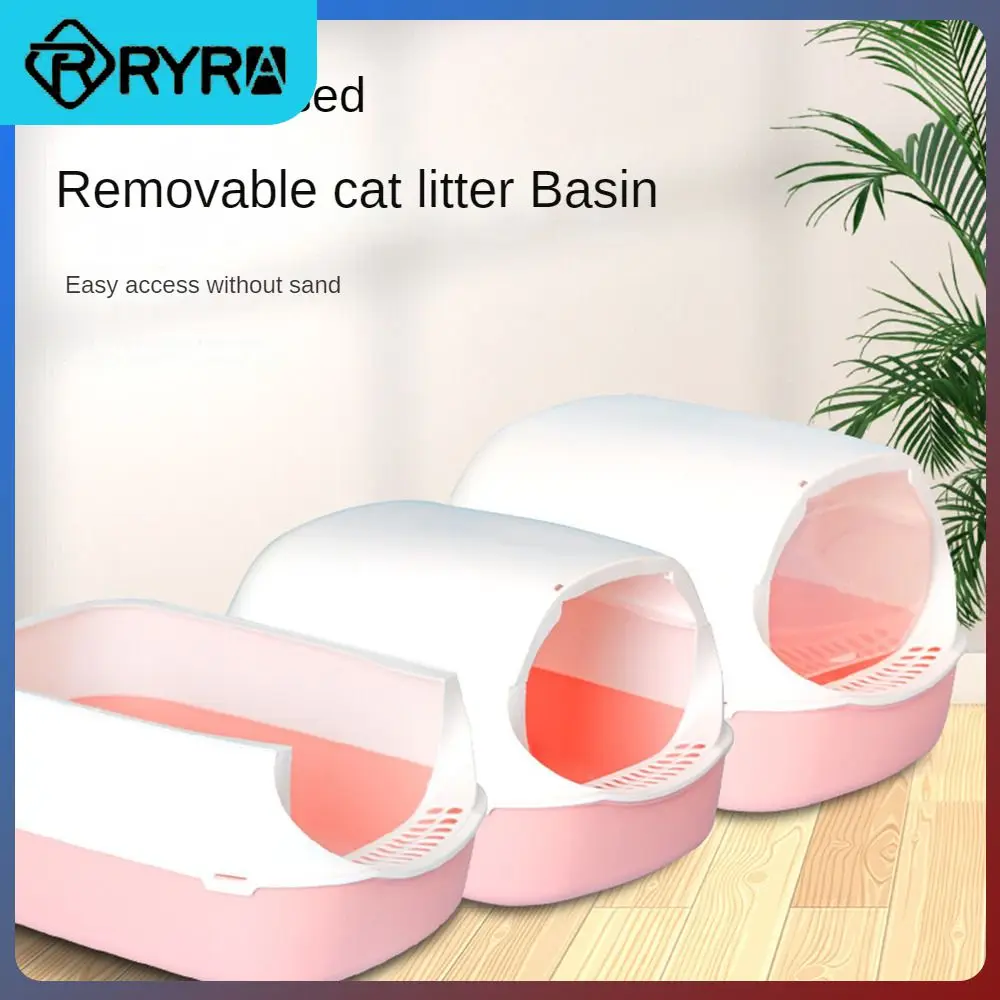 

Plastic Pet Bedpan Toilet Splash Proof Pet Litter Box Front Lift Cover With Spoon Cat Toilet Pet Accessories Fully Enclosed