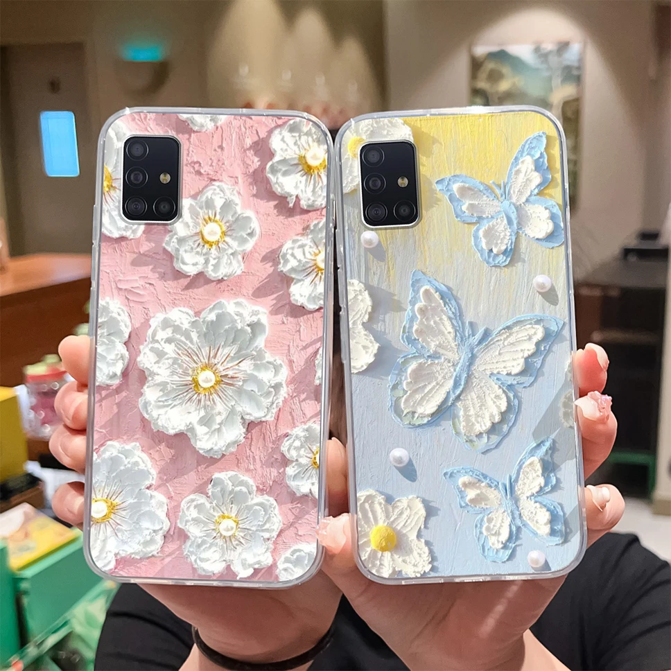 Новый чехол для Samsung Galaxy A51 красивые цветы Любовь Сердце прозрачный мягкий ТПУ