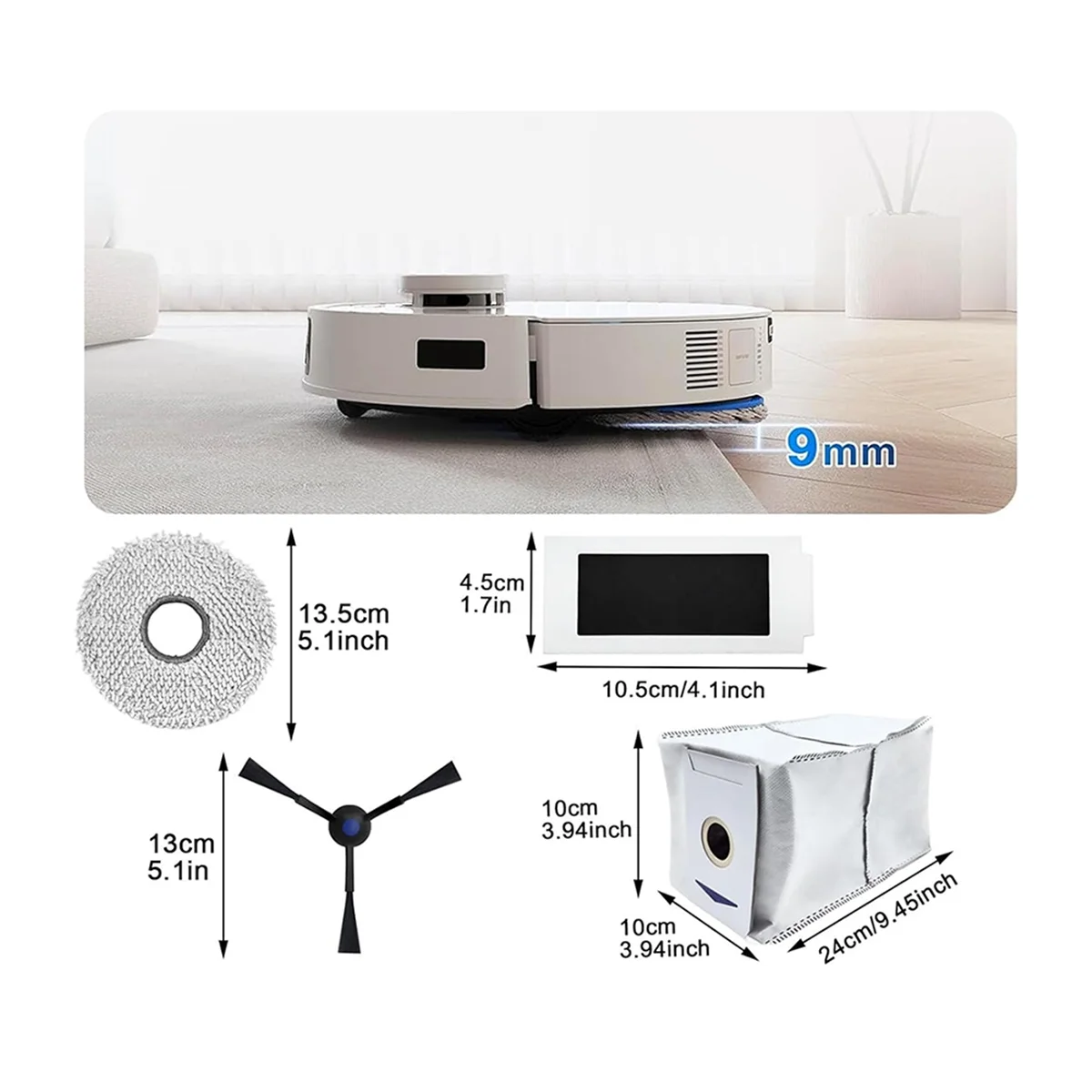 Набор сменных аксессуаров для пылесоса Ecovacs Deebot T30 Pro Omni/T30 Omni салфетки боковые