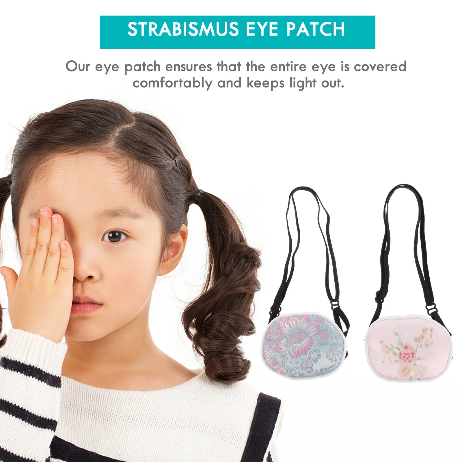 

2pc Adult Children'S Silk Elastic Cyclops Adjustable Eye Patches Single Eye Amblyopia Strabismus Correcting Goggles Random Color