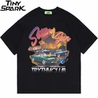 Уличная футболка в стиле хип-хоп Harajuku, футболка с буквенным принтом гоночного автомобиля 2022, мужская хлопковая Повседневная летняя футболка с коротким рукавом, топы