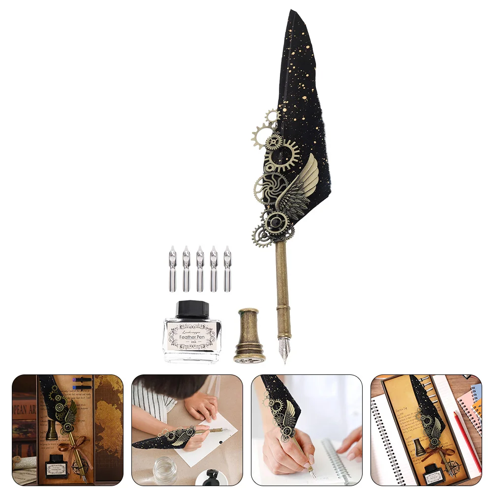 

Pen Quill Ink Setdip Calligraphy Fountain Kitvintage Nibbed Punk Signatureportable Retropainting