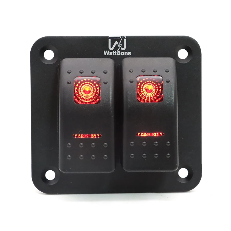 Modified Car Yacht Cab Control Special Combination Switch 12-24VDC Double Red Light 2 Groups Of Self-Locking ON-OFF Function