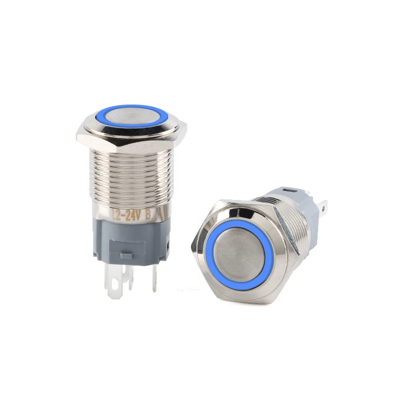 

Металлический кнопочный переключатель 12, 16, 19, 22 мм с проводом ВКЛ./ВЫКЛ., питание ПК, высокая головка, 12 В для автомобиля, цвет синий, 12 В, 24 В