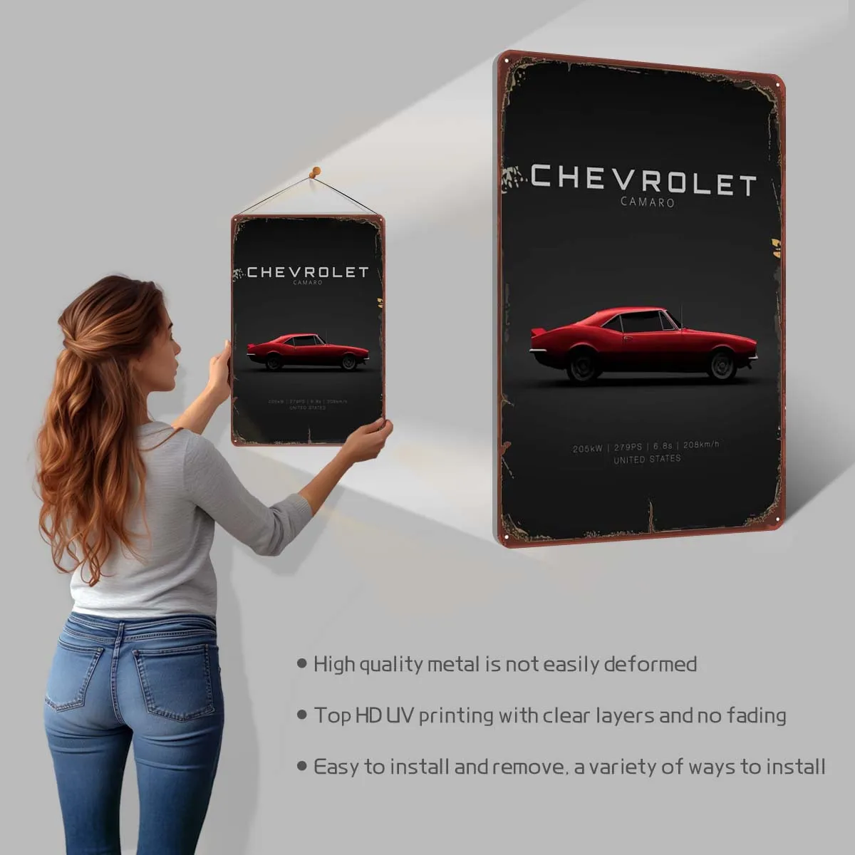 Chevrolet Camaro 1967 красная жесть знак автомобильный постер декор для ванной комнаты