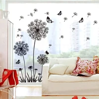black dandelion wall sticker butterflies on the wall living room bedroom window decoration mural art decals home decor stickers